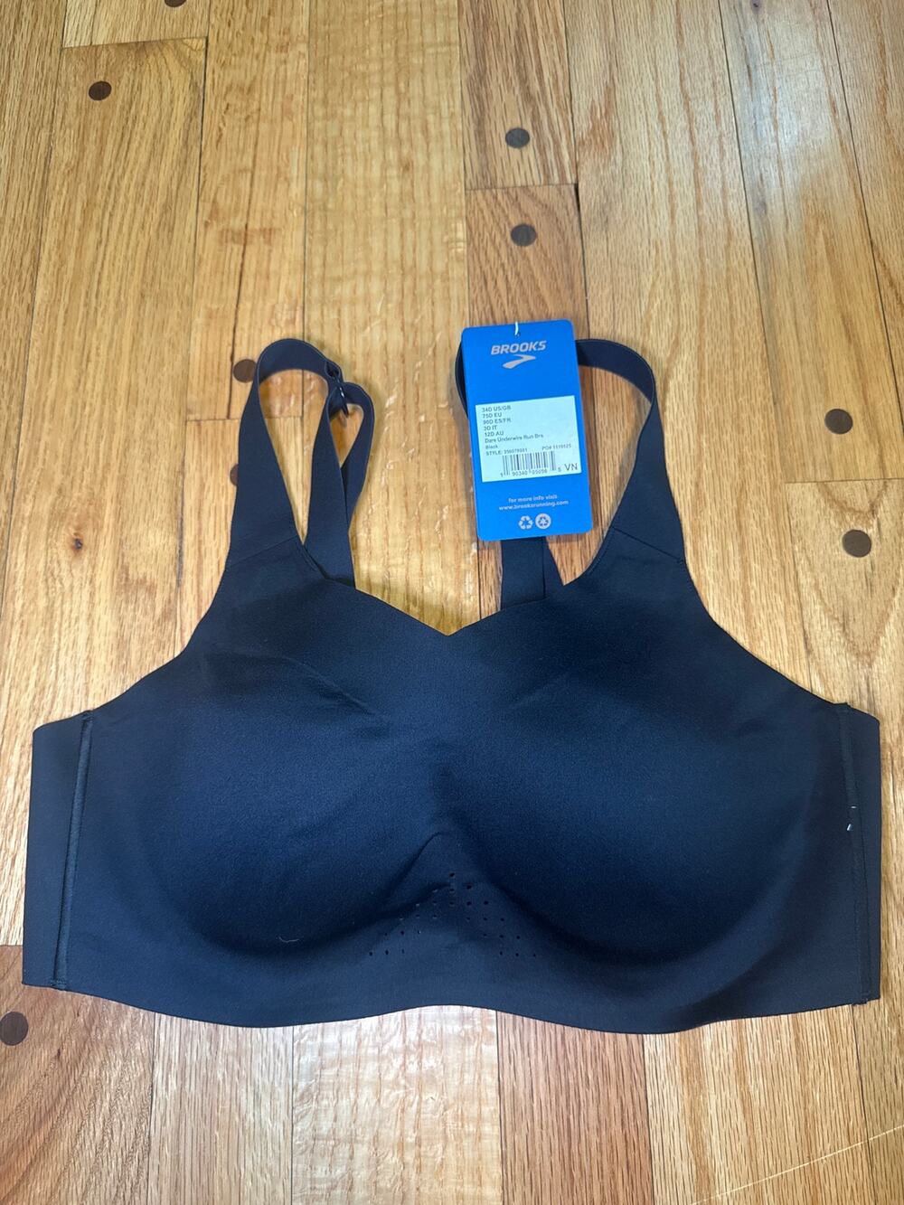 NEW Brooks Dare Underwire Run Bra 34D Black High Impact Sports Bra
